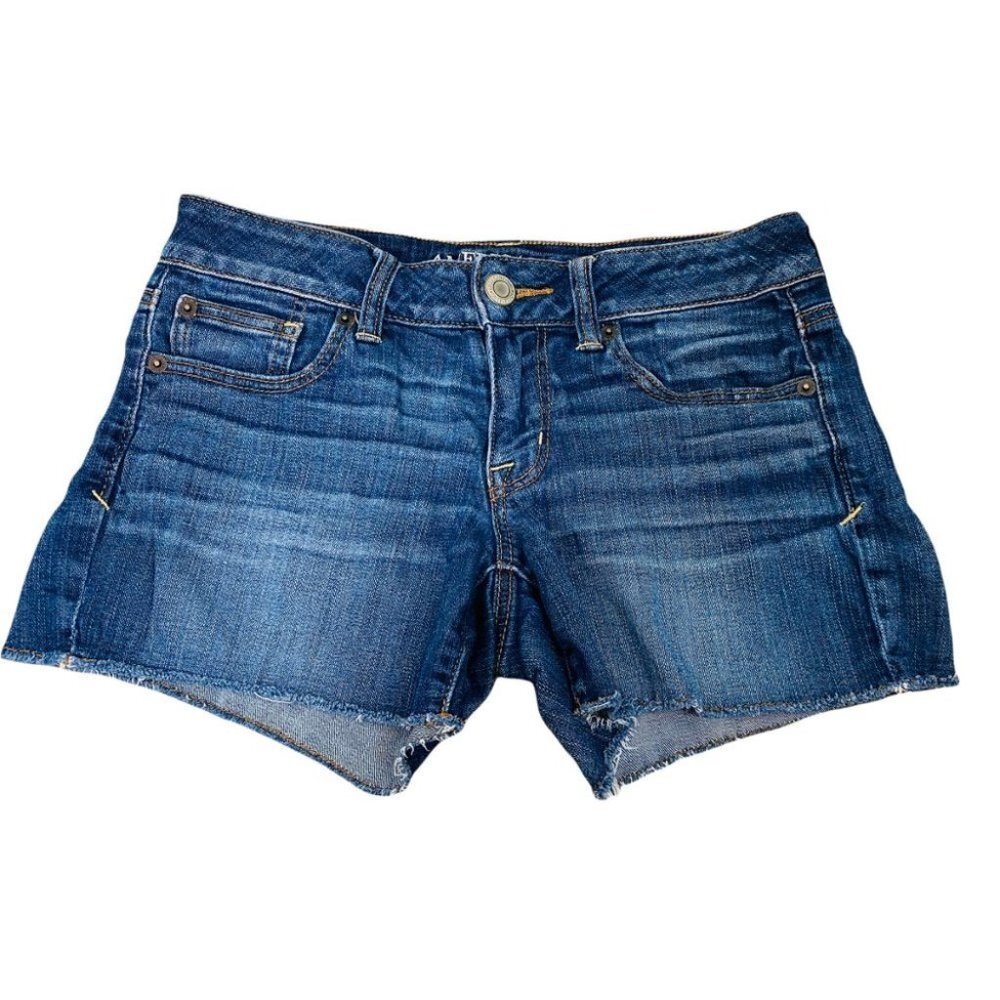 AEO American Eagle Super Stretch Jean Shorts Sz 2 Reg Medium Wash